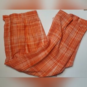 John Raphael Funky Orange Caprie Golf Pant Plaid Design